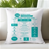 Thumbnail 1 - Personalised The Day You Were Born - 60th Birthday Cushion