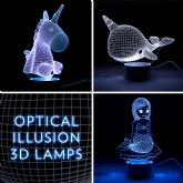 Thumbnail 1 - Optical Illusion Colour Changing 3D Lamps with Touch Control