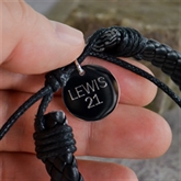 Thumbnail 2 - Personalised Men's Black Leather Weave Bracelet