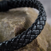 Thumbnail 3 - Personalised Men's Black Leather Weave Bracelet