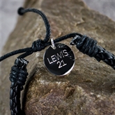 Thumbnail 4 - Personalised Men's Black Leather Weave Bracelet