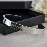 Thumbnail 1 - Personalised Unisex Solid Stainless Steel Silver Bangle