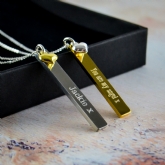 Thumbnail 1 - Personalised Thin Bar Necklace & Heart Charm