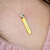 Thumbnail 3 - Personalised Thin Bar Necklace & Heart Charm