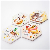 Thumbnail 9 - Ceramic Coaster Set - Drunken Party Animals
