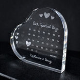 Thumbnail 1 - Personalised Engraved Special Date Calendar Crystal Heart