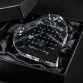 Thumbnail 2 - Personalised Engraved Special Date Calendar Crystal Heart