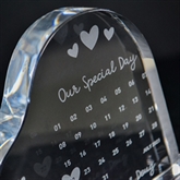 Thumbnail 3 - Personalised Engraved Special Date Calendar Crystal Heart
