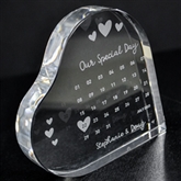 Thumbnail 6 - Personalised Engraved Special Date Calendar Crystal Heart