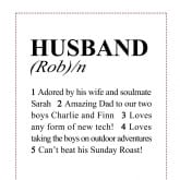 Thumbnail 7 - personalised husband dictionary definition print