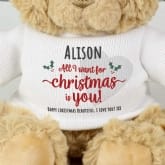 Thumbnail 2 - Personalised All I Want For Christmas Teddy Bear