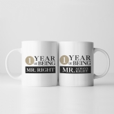 Thumbnail 2 - Set of Two 1 Year of Being Right Mr and Mrs Mugs