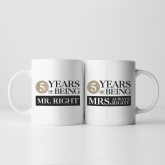 Thumbnail 1 - Set of Two 5 Years of Being Right Mr and Mrs Mugs