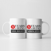 Thumbnail 2 - Set of Two 5 Years of Being Right Mr and Mrs Mugs