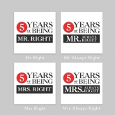 Thumbnail 5 - Set of Two 5 Years of Being Right Mr and Mrs Mugs