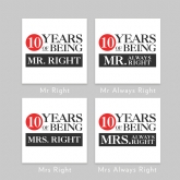 Thumbnail 5 - Set of Two 10 Years of Being Right Mr and Mrs Mugs