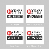 Thumbnail 5 - Set of Two 10 Years of Being Right Mr and Mrs Mugs