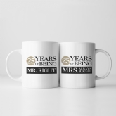 Thumbnail 1 - Set of Two 25 Years of Being Right Mr and Mrs Mugs