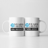 Thumbnail 2 - Set of Two 25 Years of Being Right Mr and Mrs Mugs