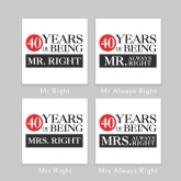 Thumbnail 5 - Set of Two 40 Years of Being Right Mr and Mrs Mugs