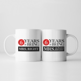 Thumbnail 3 - Set of 2 Personalised Years of Being Right Mr and Mrs Mugs