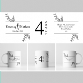 Thumbnail 2 - Botanical Personalised 4th Wedding Anniversary Mug