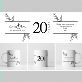 Thumbnail 2 - Personalised Personalised Botanical 20th Wedding Anniversary Mug