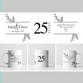 Thumbnail 2 - Botanical Personalised 25th Wedding Anniversary Mug