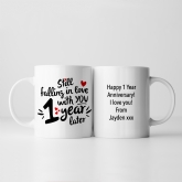 Thumbnail 1 - Still Falling in Love 1 Year Later Personalised Mug 