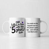 Thumbnail 7 - Still Falling in Love 5 Years Later Personalised Mug 