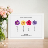 Thumbnail 1 - Bunch of Flowers with Name Stems Personalised Print