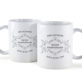 Thumbnail 6 - Personalised Pair of Silver Anniversary Mugs