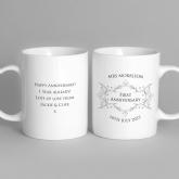 Thumbnail 2 - Personalised Pair of First Anniversary Mugs