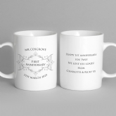 Thumbnail 3 - Personalised Pair of First Anniversary Mugs