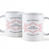 Thumbnail 6 - Personalised Pair of Coral Anniversary Mugs