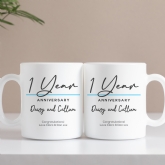 Thumbnail 1 - Pair of Personalised Classy 1st Anniversary Mugs