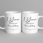 Thumbnail 3 - Pair of Personalised Classy 1st Anniversary Mugs