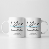 Thumbnail 1 - Pair of Personalised Classy 1st Anniversary Mugs