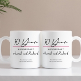 Thumbnail 1 - Pair of Personalised Classy 10th Anniversary Mugs