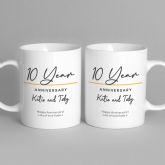 Thumbnail 4 - Pair of Personalised Classy 10th Anniversary Mugs