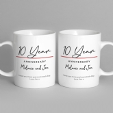Thumbnail 5 - Pair of Personalised Classy 10th Anniversary Mugs