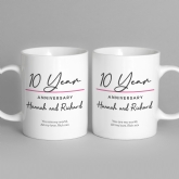 Thumbnail 7 - Pair of Personalised Classy 10th Anniversary Mugs