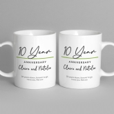 Thumbnail 8 - Pair of Personalised Classy 10th Anniversary Mugs