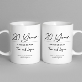 Thumbnail 3 - Pair of Personalised Classy 20 Year Anniversary Mugs