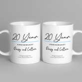Thumbnail 4 - Pair of Personalised Classy 20 Year Anniversary Mugs