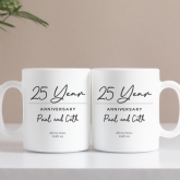 Thumbnail 1 - Pair of Personalised Classy 25 Year Anniversary Mugs