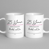 Thumbnail 3 - Pair of Personalised Classy 25 Year Anniversary Mugs