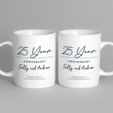 Thumbnail 4 - Pair of Personalised Classy 25 Year Anniversary Mugs