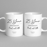 Thumbnail 7 - Pair of Personalised Classy 25 Year Anniversary Mugs