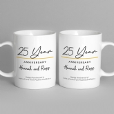 Thumbnail 8 - Pair of Personalised Classy 25 Year Anniversary Mugs